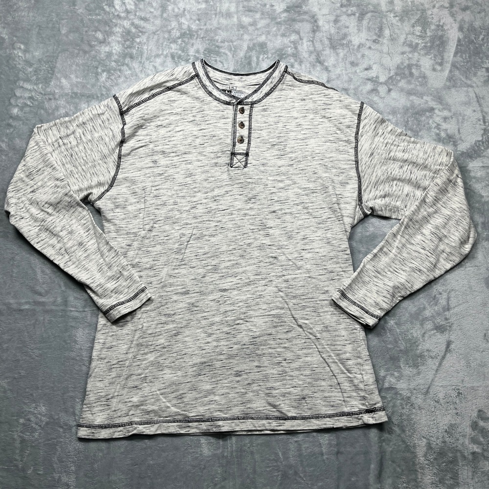 Canyon Guide Outfitters Henley Shirt Mens Gray Space Dye Long Sleeve Contrast XL